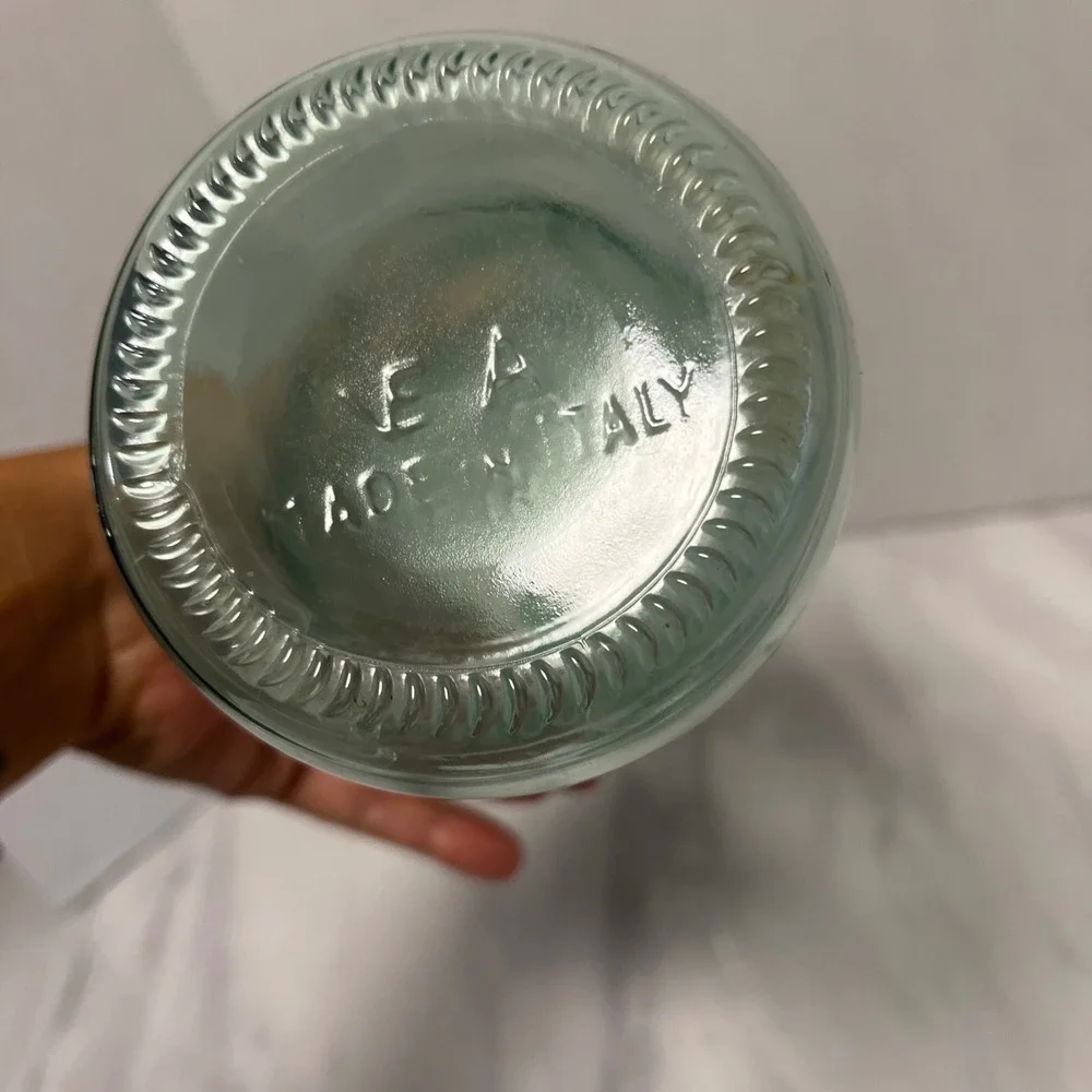 Vintage Absolutely Pure Milk Glass Bottle Green Cow Embossed Made in Italy 11
